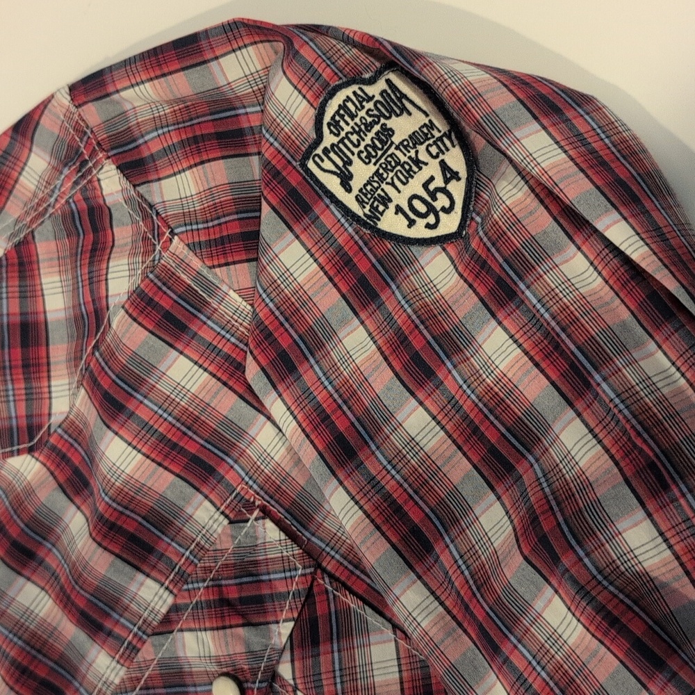 Scotch & Soda Men's Medium Western Long Sleeve Snap Button Down Plaid Shirt - Picture 8 of 16